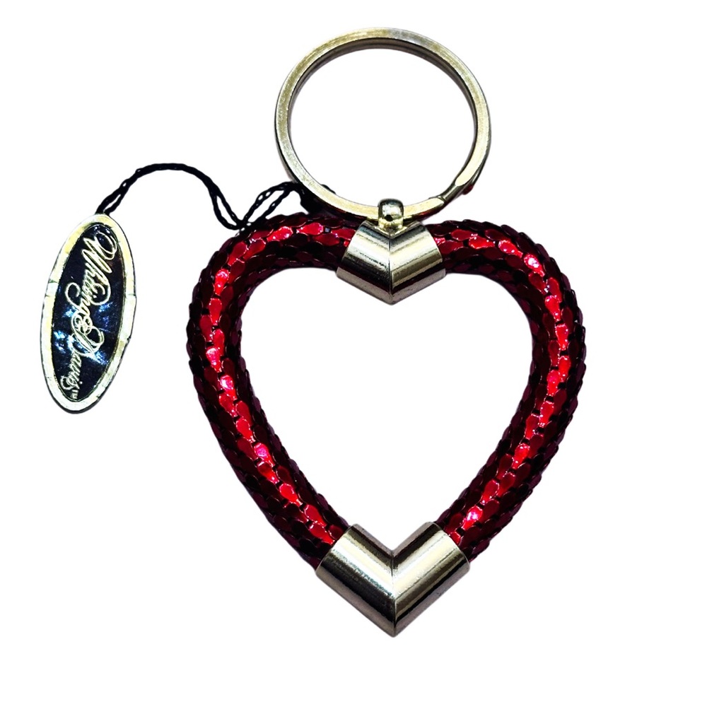 Vintage NOS Whiting & Davis Red Heart Mesh Keychain